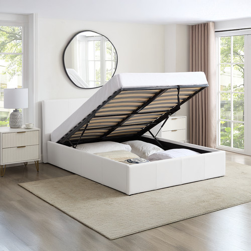 Single 3ft ottoman bed white - single,
